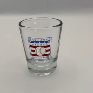 National Baseball Hall of Fame Cooperstown NY Shot Glass Clear Souvenir Barware